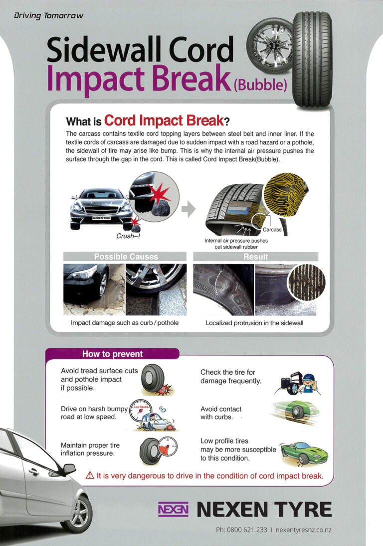 Sidewall cord impact break info sheet