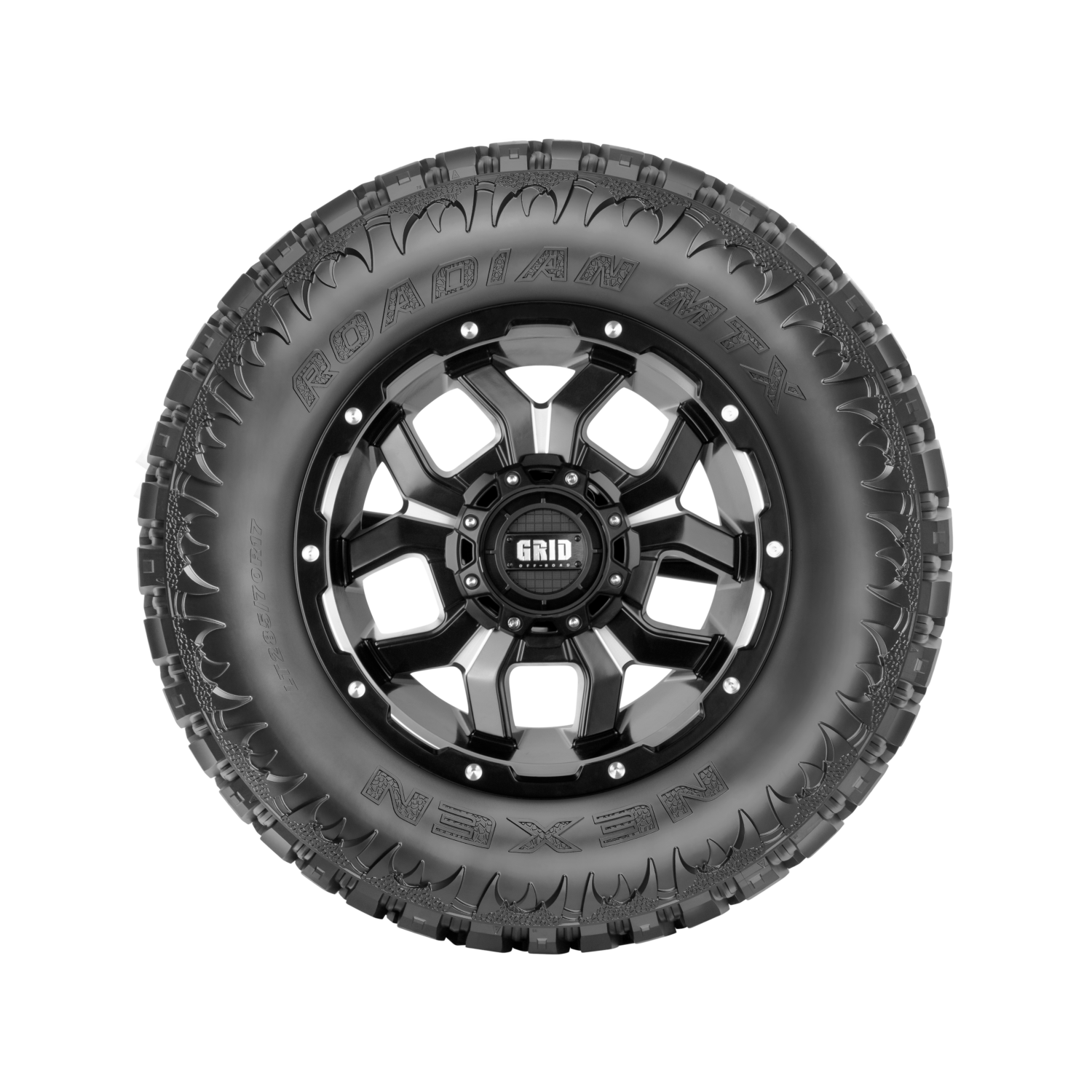 Sidewall view of NEXEN Roadian MTX RM7 mud terrain tyre showing beast design