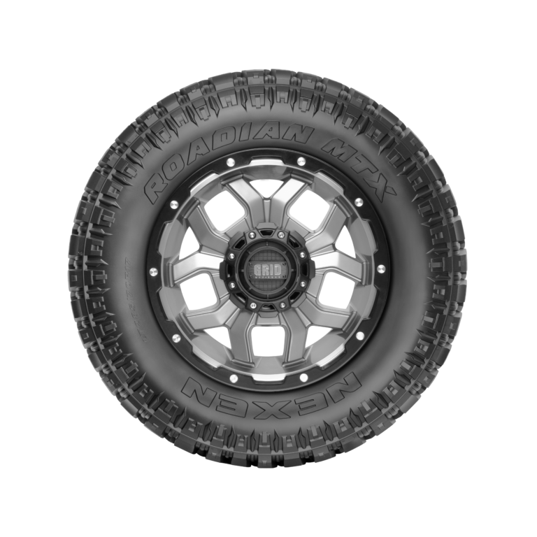 View of NEXEN Roadian MTX RM7 tyre sidewall showing machine design