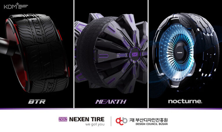 Three tyres featuring Mearth, a concept tyre developed by NEXEN